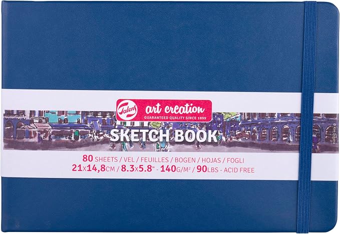 Talens Japan T9314-235M 452426 Art Creation Sketchbook, Drawing Notebook, 8.3 x 5.9 inches (21 x 15 cm), Navy Blue