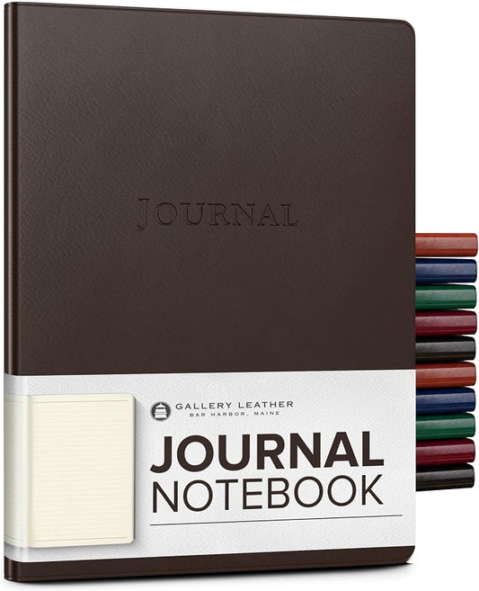 Gallery Leather Journal - Crafted in Maine, USA - Elegant Leather Writing Notebook with 192 Lined Pages - A Timeless Space for Your Thoughts - Freeport Mocha - 9.75x7.5, Large Lined
