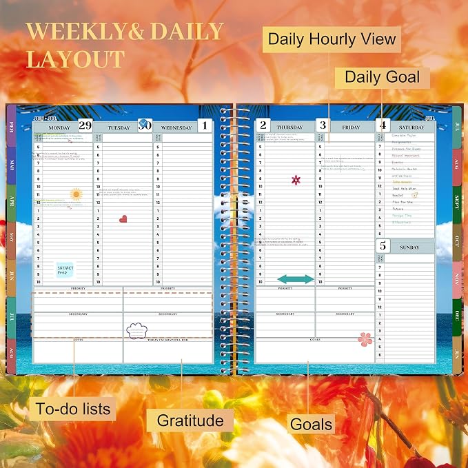 CAGIE Planner 2026-2027 18 Month July 2026-Dec 2027 Hourly Daily Calendar Weekly Monthly Planners Hardcover Large Yearly Agenda with Stickers Tabs for Women Work Mom, 8.5 x 11