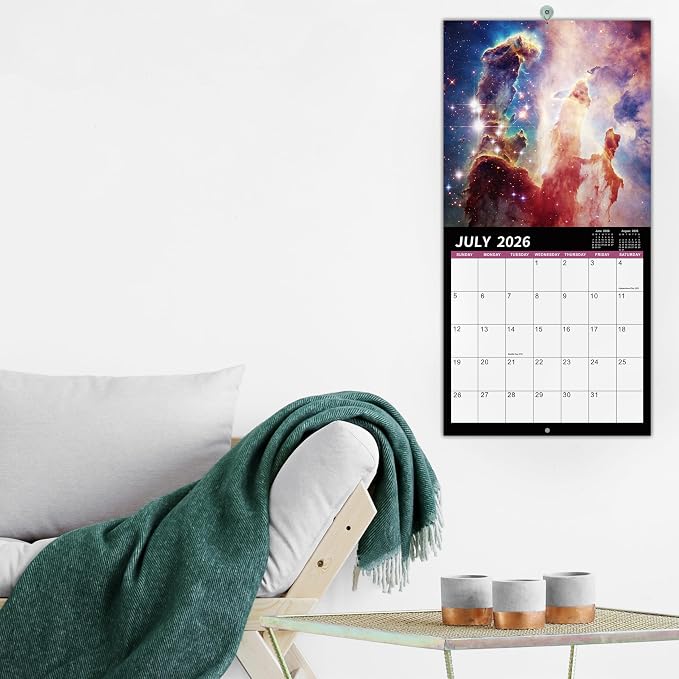 Calendar 2026-2027 - 2026-2027 Wall Calendar, Telescope Wall Calendar | Jul 2026 - Dec 2027, 12" x 24" (Open), Unruled Blocks(1.2" x 1.7") Calendar with Thick Glossy Paper, Printed clerly