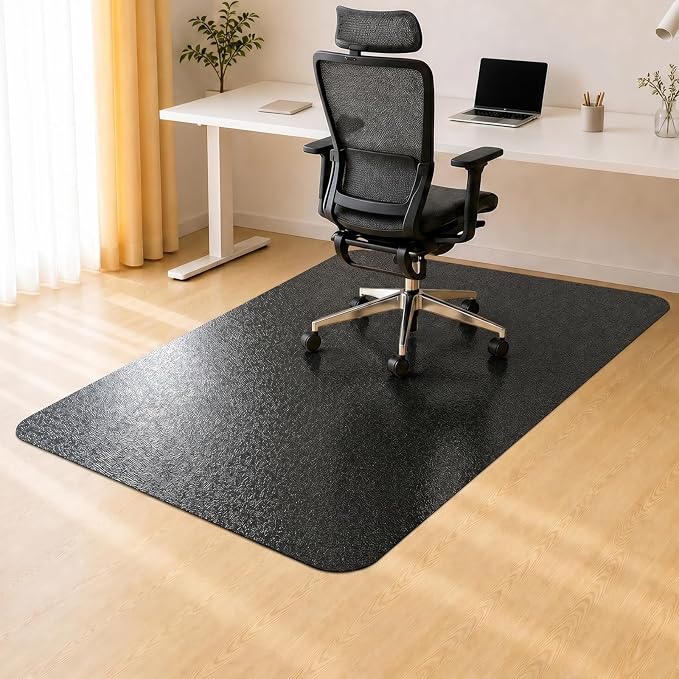 Kuyal Chair mat for Hardwood Floor 46 x 53 inches Rectangle Floor Mats Wood/Tile Protection Mat for Office & Home, Black