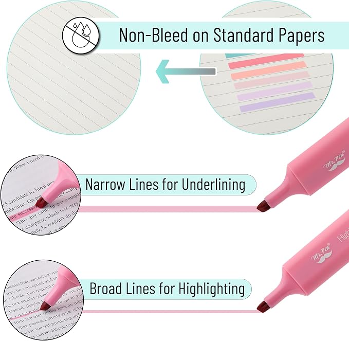 Mr. Pen- Highlighters, 8 Pack, Morandi Colors | Highlighters with Firm Chisel Tip, Quick Dry & Non-Toxic, No Bleed on Standard Paper, Ideal for Highlighting, Underlining