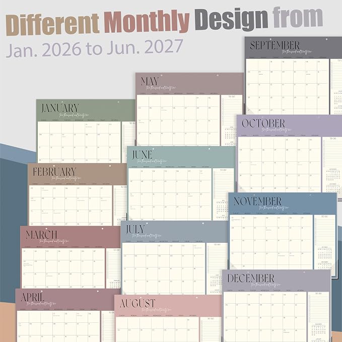 Guasslee Desk Calendar 2026-2027, 18-Month School Year Desk/Wall Calendar, 2026 Jan-2027 Jun., 14" X 11" Monthly Planner With Thick Paper For Office Home School Organizing