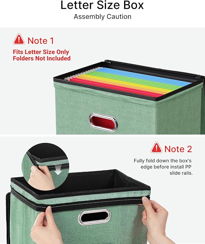 Oterri File Box Small 2-Pack Mesh Pockets Hanging Organizer for Letter-Size | Dustproof Lid. 3 Mesh Pockets. Collapsible Scratch-Resistant GRS Linen. Slide Rails. Office, Home, Dorm