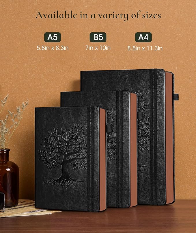 PAIBAS Vintage Leather Journal with 300 Numbered Pages,B5 Lined Journal for Men Women,Daily Journals for Writing,College Ruled Notebook for Work,School,Note taking,Travel Diary,Large (7" x 10")