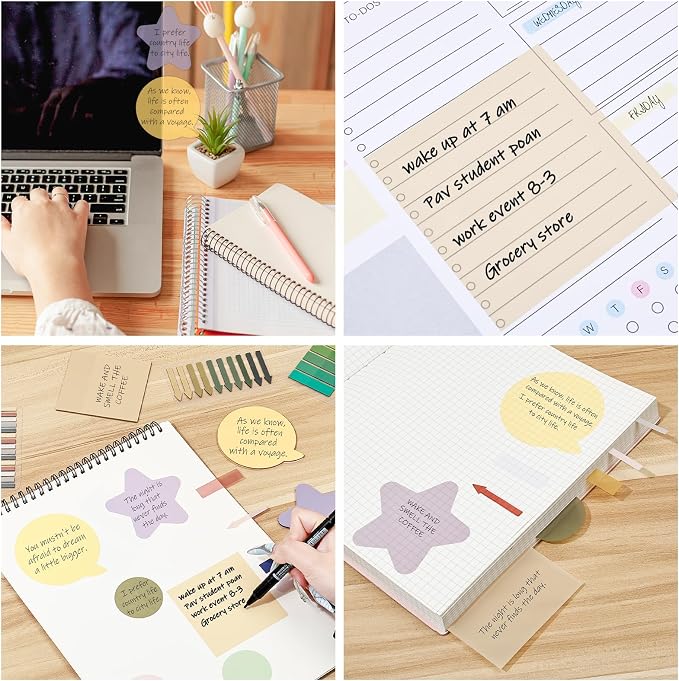 BAYTORY 1700 Sheets Transparent Sticky Notes, See Through Sticky Tabs | Book Annotation Kit for Bible Study, 4Pcs Double Marker Pens, Transparent Index Tabs for Annotation Kit (Dark Colors)