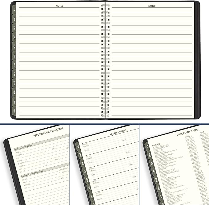 AT-A-GLANCE Planner 2026-2027 Weekly & Monthly Academic 12-Month July-June Quarter-Hourly Appointment Book, 8-1/4" x 11", Recycled, Black (70957G05)