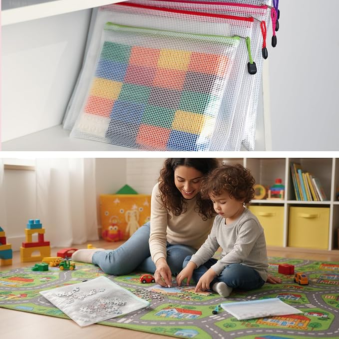 EOOUT 48pcs Mesh Zipper Pouch, Waterproof Zipper Bags, 8 Sizes Plastic Travel Pouch, 15 Colors, Multipurpose for Board Game, Travel Storage, School Supplies, Office Appliances, Home Organize