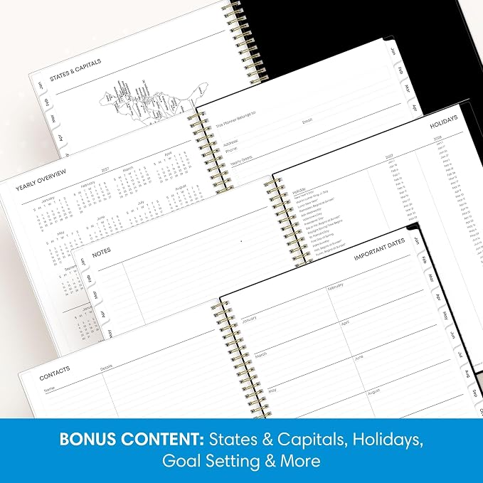 Blue Sky 2027 Weekly & Monthly Planner Calendar, 8.5"x11", Baccara Dark | January 2027 - December 2027, Clear Pocket Cover, Durable Twin Wire Binding, Laminated Tabs, Storage Pocket