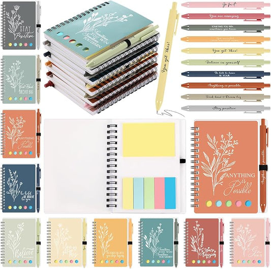 Tenceur 20 Set Mini Inspirational Notebook Back to School Motivational Pen Bulk Teacher Gift Small Pocket Journals Notepad Employee Appreciation Gift for Coworker Office (Bright Colors)