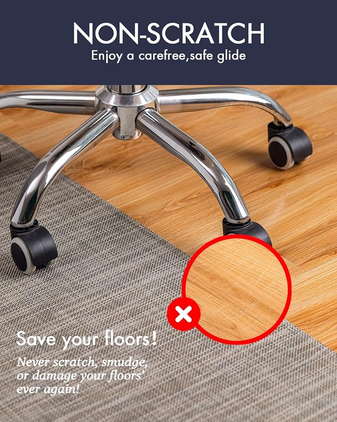 Baroyal Office Chair Mat for Hardwood Floor Under Desk Computer Rolling Chair Mat for Wood/Tile Floor Non-Slip Heavy Duty Desk Rug PVC Plastic Hard Floor Protector 48" x 60" (Soapstone)