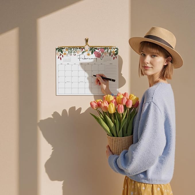 Cabbrix 2026 calendar, 18 Months 2026 wall Calendar 11"x8.5" Runs From July 2026 - December 2027, Twin-Wire Binding, Hanging Hook, Floral Design