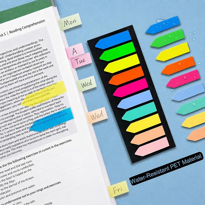 Ericter Arrow Sticky Tabs 1200 Pieces, Pastel Page Flags Tabs for Books Writable Translucent Sticky Notes Book Annotation Supplies Page Markers for Notebook, School Office Planner