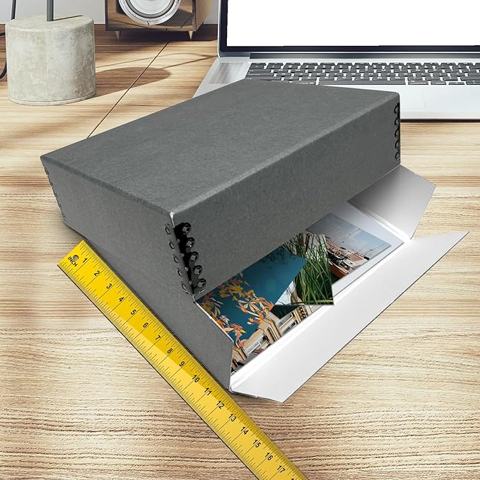 Golden State Art, Drop Front Archival Storage Box, Gray, 11.75x15.25x3 Inch | Acid-Free Museum Box with Metal Edge Corner, for Storing Artwork Photos Documents Prints Arts And Crafts