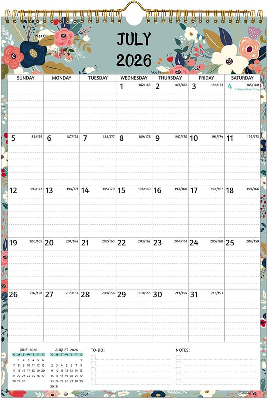 Wall Calendar 2026-2027 – Jul.2026 - Dec.2027, Calendar 2026-2027 Wall, 18 Monthly Calendar, 12 x 17 In, 2026-26 Calendar with Large Blocks, Thick Paper, Holidays, To-do ＆ Notes, Great for Organizing