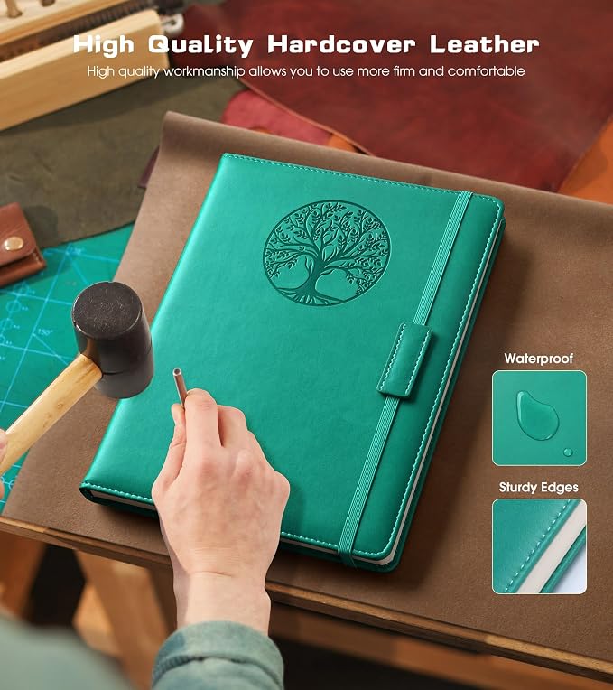 Biuwory B5 Leather Journal Notebook, 256 Lined Pages, Hardcover 7.8"×10.2" | Large Vintage Journal for Women Men,Work,School,Business,Travel Diary,Note taking,College Ruled Writing,Daily Journaling