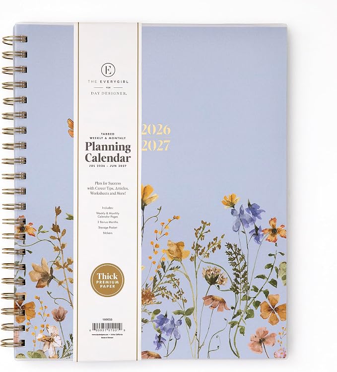 Blue Sky 2026-2027 Weekly & Monthly Academic Planner, 8.5"x11", Stratford | July 2026 - June 2027, Flexible Cover, Wirebound, Laminated Tabs, Storage Pocket, Stickers, Academic Year, The Everygirl