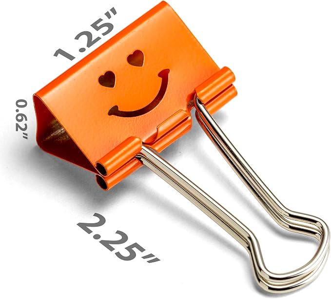 Officemate Smiling Face Binder Clips, Medium, Assorted Colors 36 Pcs, Paper Clamps for Office,Teacher Gifts, School and Home (31095) (Pack of 6)