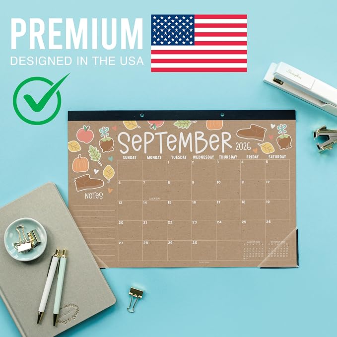 Hadley Designs Large Teacher Desk Calendar 2026-2027 - Desktop Calendar 2026, 18-Month Academic Desk Calendars for School, Home & Office, Cute Classroom Must Haves, Back to School Teacher Gifts