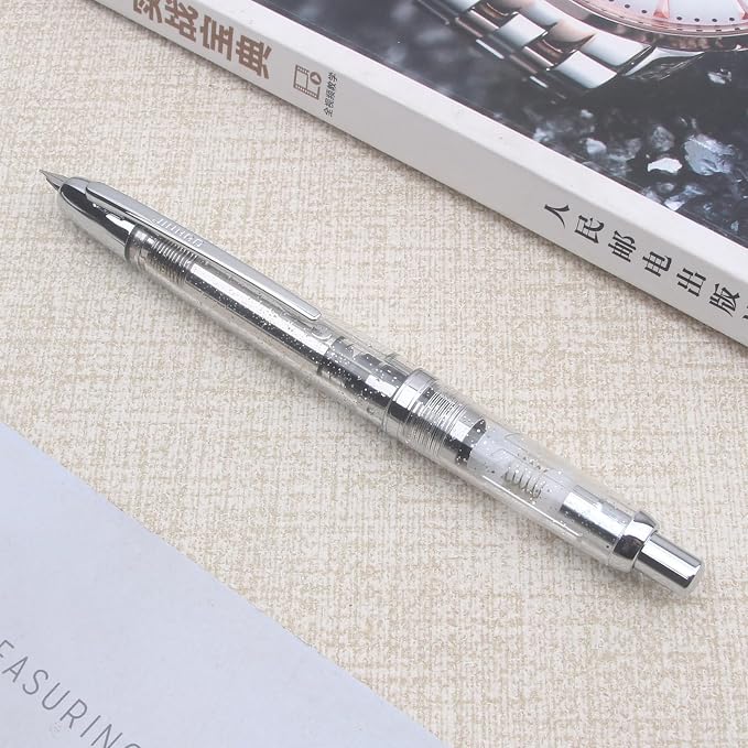 JINHAO 20 transparent Press Fountain Pen Retractable EF F Nib Transparent Black Writing Ink Pen with Converter School Office Supplies