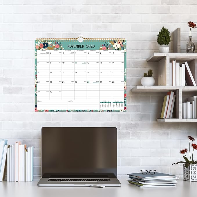 Wall Calendar 2026-2028 – 2 Year Calendar 2026-2028, Jul 2026 – Jun 2028, 14.57 x 11.42 In, 2026 Calendar 24 Months, Monthly Calendar 2026, with Ruled Blocks, Thick Paper, Holidays, To-do List ＆ Notes