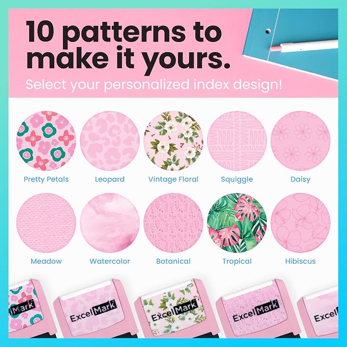 ExcelMark Address Stamp - Custom Return Address Stamp with Elegant Designs, Vibrant Colors & Patterns – Perfect for Mail, Invitations & Gifts (Pink, Foliage Edge)