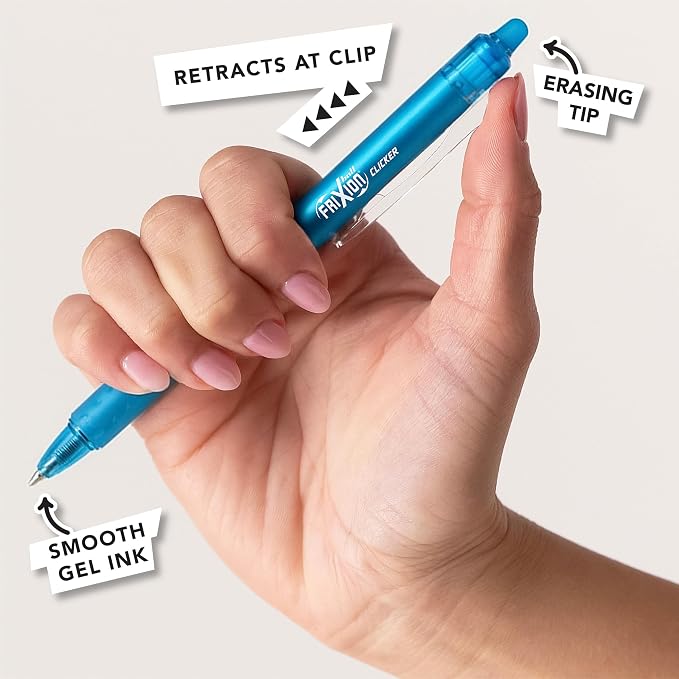 Pilot, FriXion Vibe Clicker Premium Erasable Gel Ink Pens, Find Your ZenFocus Vibe, Calm & Confident Colors, 7 Pack, Fine Point 0.7 mm, Assorted Blue/Green Inks