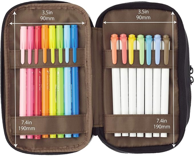 LIHITLAB Large Capacity Triple Zipper Pencil Case For School Office College, Big Capacity 8 Compartments Pencil Bag Holder Adults Teen Boys Girls, Travel Cosmetics Storage, Black (A7556-24)