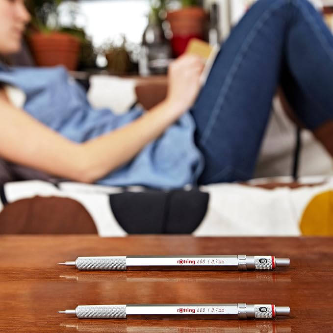 rOtring 600 Mechanical Pencil | HB 0.7 mm | Red All-Metal Body | Hexagonal Barrel