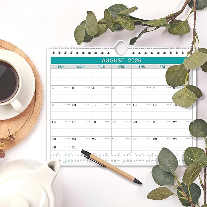 Wall Calendar 2026-2027, 8.5" x 11", Jul 2026 to December 2026, 18 Months with Twin-Wire Bound, Writing Blocks