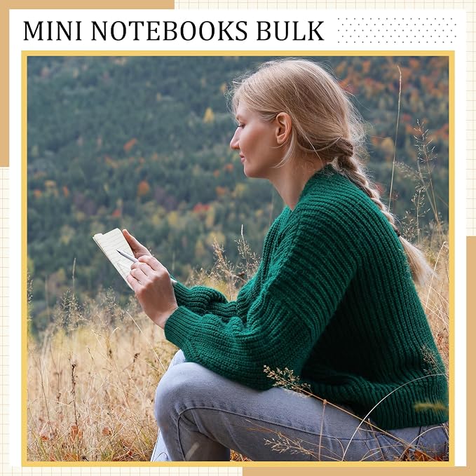 Outus 1 Pcs Pocket Notebook Mini Journal 2.5" x 4" Kraft Paper Mini Notepad Bulk Softcover Pocket Notepad Memo Diary Subject Notebooks for Student Travel School (Brown,Brown Cover)