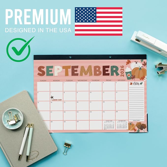 Hadley Designs Large Teacher Desk Calendar 2026-2027 - Desktop Calendar 2026, 18-Month Academic Desk Calendars for School, Home & Office, Cute Classroom Must Haves, Back to School Teacher Gifts