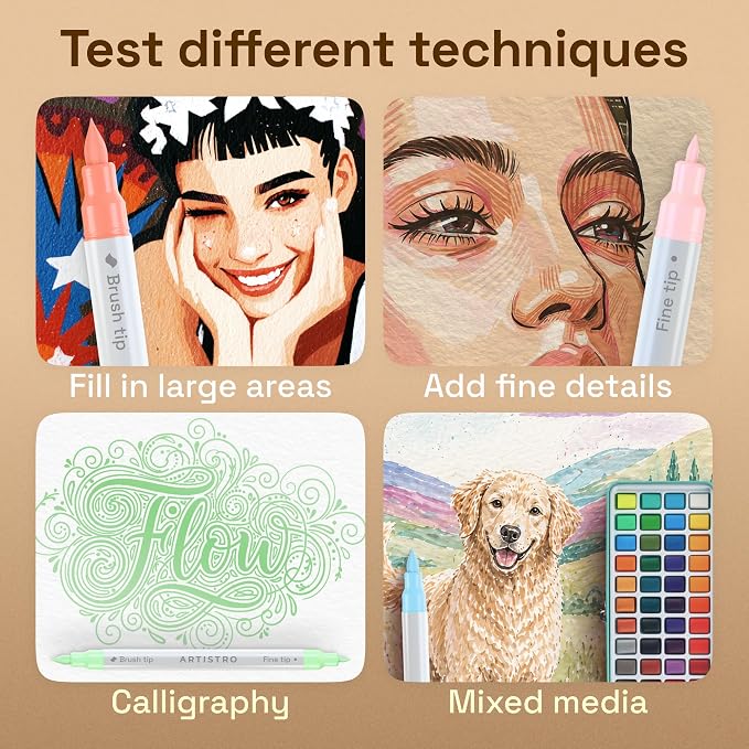ARTISTRO 5 Pastel Acrylic Paint Markers - Paint Pens for Drawing - For Fabric, Rock, Glass, Wood, Molds - Arts & Crafts Gift for Adults, Teens, Kids, Classroom Must Haves & School Supplies