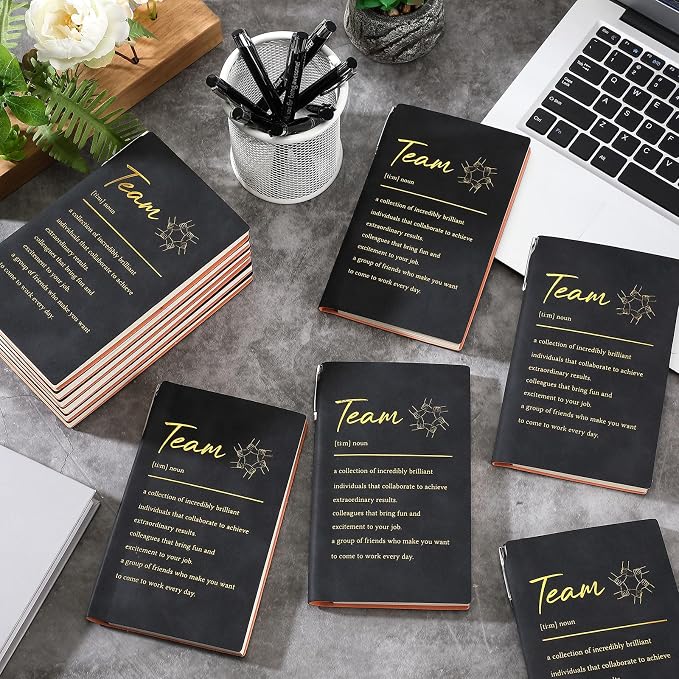 Colarr 40 Pcs Appreciation Gifts Bulk Inspirational PU Leather Notebook Journal & Pen Set Thank You Gifts for Staff, Employees, Coworkers, Nurses(Black,Team Sign)