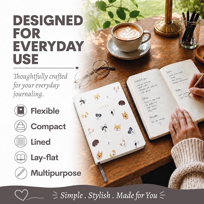 WORLD TRAVELER Eccolo A5 Hardbound Journal Notebook 256 Ivory Lined Pages | Sturdy Flexible Hardcover, 80GSM Acid-Free Ivory Pages, Smyth-Sewn Lay-Flat Binding, Ribbon Bookmark