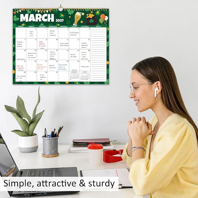 2026-2027 Wall Calendar 18 Months, Wall Calendar from July 2026 to December 2027, Large Hanging Calendar with Thick Paper, Perfect for Home and Office Monthly Organizing & Planning, 14"x11", Seasonal