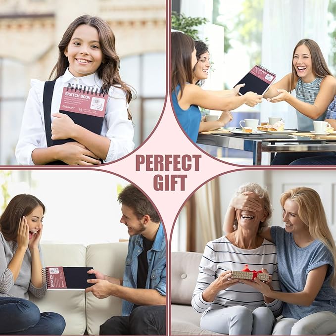 2 Pack Sketch Book, 5.5" x 8.5" Sketchbook With 100 Sheets (68lb/100gsm), Drawing Pad for Kids, Adults, Beginners, Artists - Acid Free Paper (2 Pack)