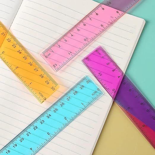 Ruler 12 inch Rulers for Kids Plastic Clear Ruler Bulk for Classroom School Must Haves Supplies Tools Elementary Ruller with Centimeters