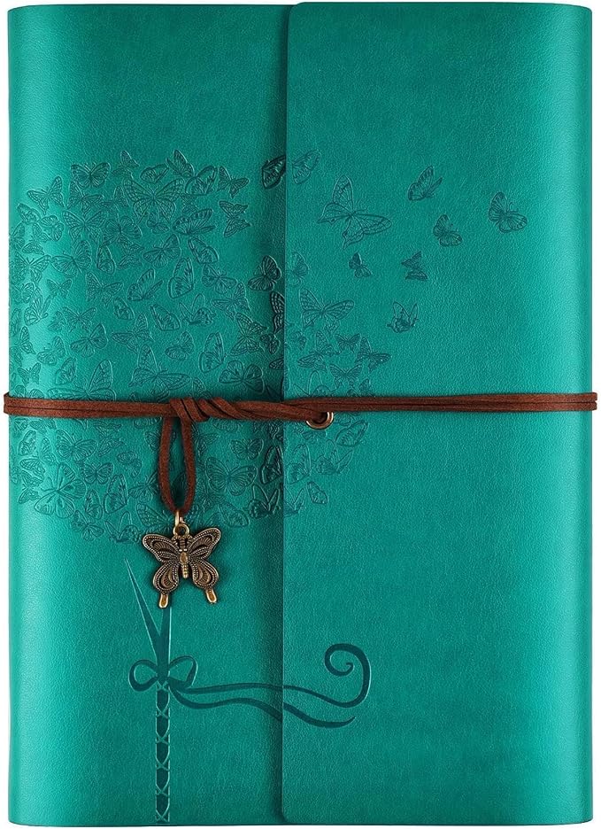 OMEYA Leather Journal Notebook, Refillable Writing Journal Diary Planner，Gifts For Women,Men, Girls, Sister, Friends (Blue, A5-9.3''×6.3'')