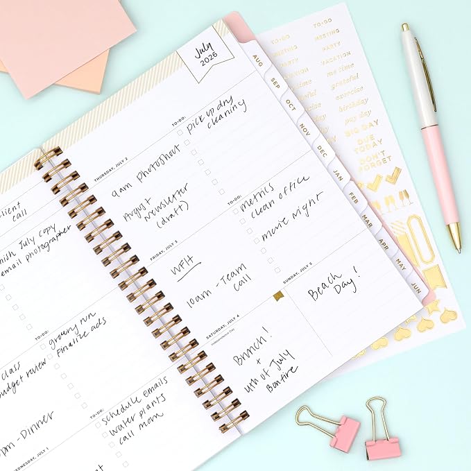 Blue Sky 2026-2027 Weekly & Monthly Academic Planner, 5"x8", Smitten | July 2026 - June 2027, Flexible Cover, Wirebound, Storage Pocket, Stickers, Academic Year, Day Designer