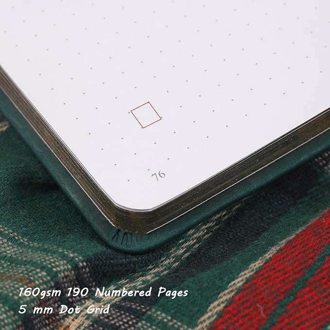 TIEFOSSI Dot Notebooks, A5 Hardcover Dot Journals for Writing Women, 160gsm Thick Paper, 190 Numbered Pages, for Planner Organization | 160gsm 190 Numbered Pages Diary, Aesthetic Leather Bird Pattern for Journaling Organization,Planning, Tracking & Ske...