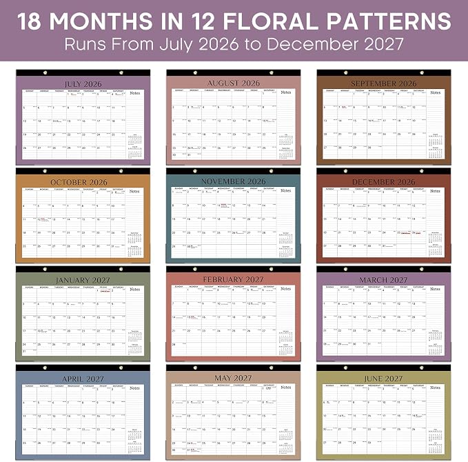3 Pack of Desk Calendar 2026-2027, 18-Month Calendar Runs from July 2026 to December 2027, Large 17" x 12" Monthly Desktop & Wall Calendar for Home & Office - Boho