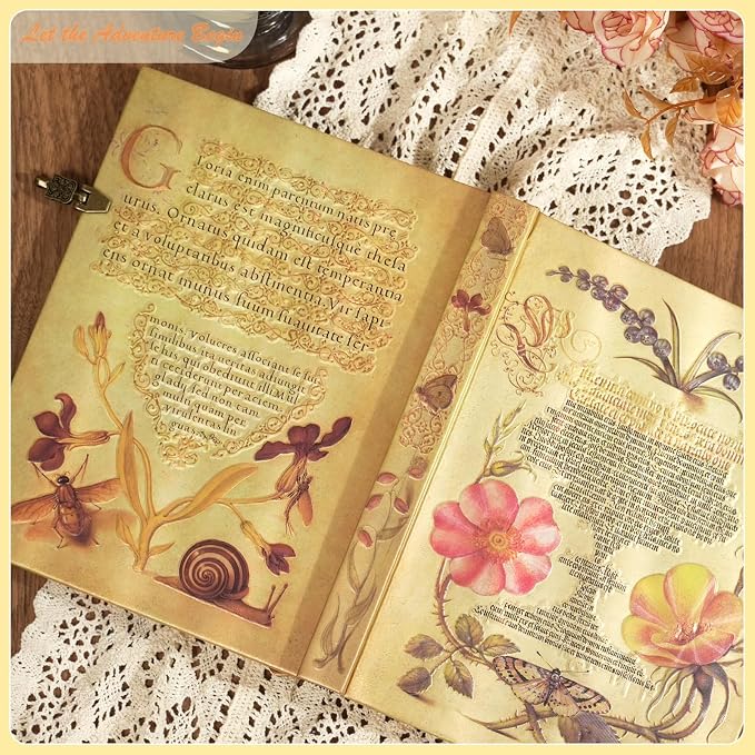 Let the Adventure Begin Vintage 3D Thorny Rose Hardcover Journal - 192 Pages (96 Sheets) with Concealed Envelope Pocket - Romantic Keepsake Diary & Travel Notebook for Timeless Celebrations