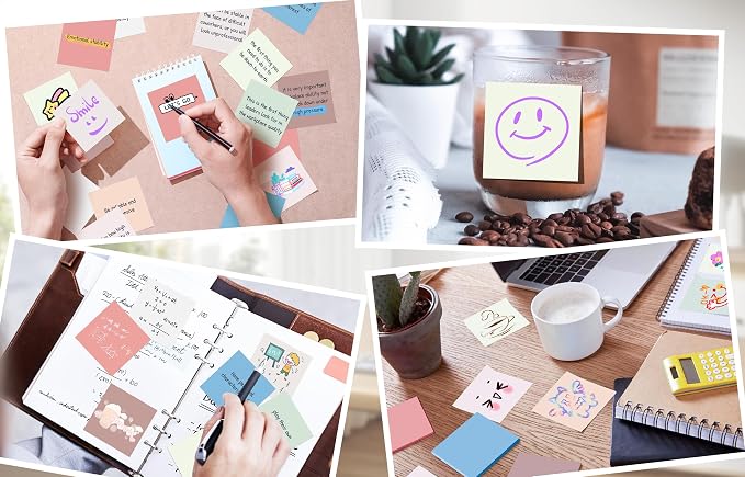 (18 Pack) Sticky Notes 3x3 in Post, Vintage Colors, Sticky Pads, Strong Adhesive, Recyclable, Self-Stick Pads, Easy to Post for Home, Office, Notebook