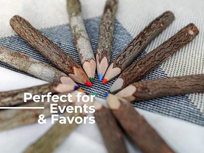 BSIRI Bark Color Wood Pencils Set Assorted-Stick Twig of 5 Inch Tree Bark Wooden Favors in Rustic Twig Pencils Unique Gifts Camping Lumberjack Decorations Party Supplies Novelty Gifts