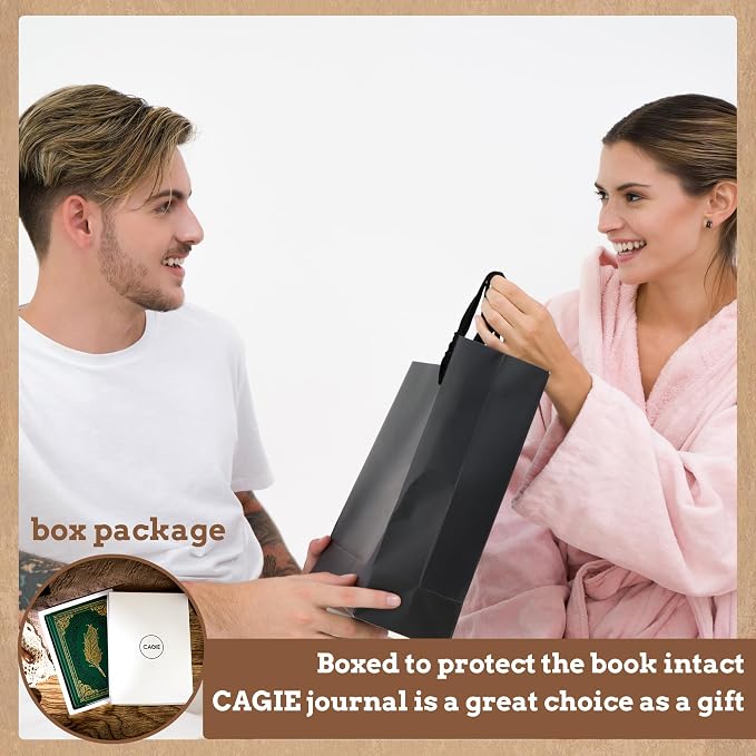 CAGIE 320 Pages Thick Hardcover Journaling Notebooks Vintage Leather Journal for Women Men A5 College Ruled Journals for Writing with Gift Box, 5.7 x 8.3 in, Dark Green