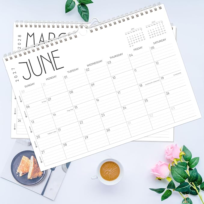 GuassLee Wall Calendar 2026, 24-Month Desk/Wall Academic Calendar from Jun. 2026 to May. 2028,17" X 12" Desktop Hanging Monthly Planner with Thick Paper Spiral Bound for Easy Organizing