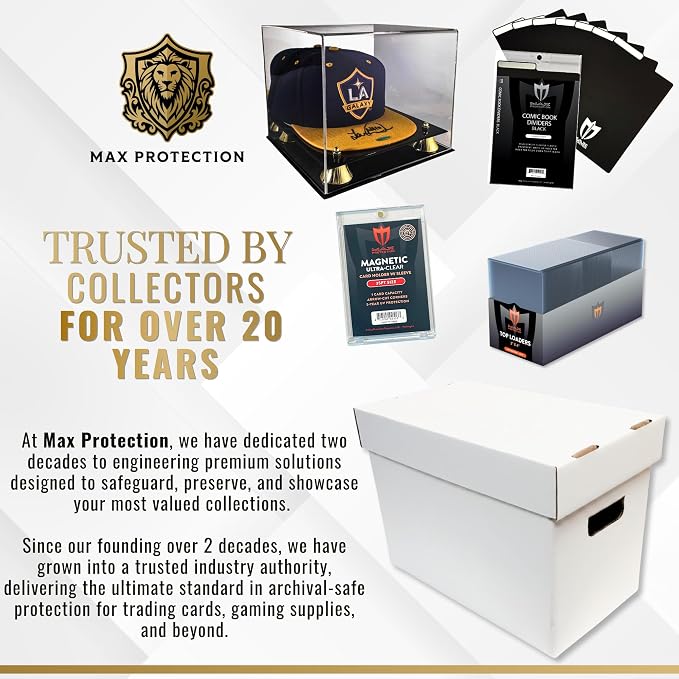 Max Protection Magazine Storage Boxes with Lids - Heavy Duty, 8 Pack | 200 lb Test Corrugated, Made in USA, File and Document Organizer, White, Tool-Free Assembly