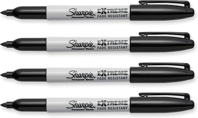 Sharpie Extreme Permanent Markers, Fine Point, Black, 4 Count - Fade Resistant Against Both Wet and Dry Outdoor Elements
