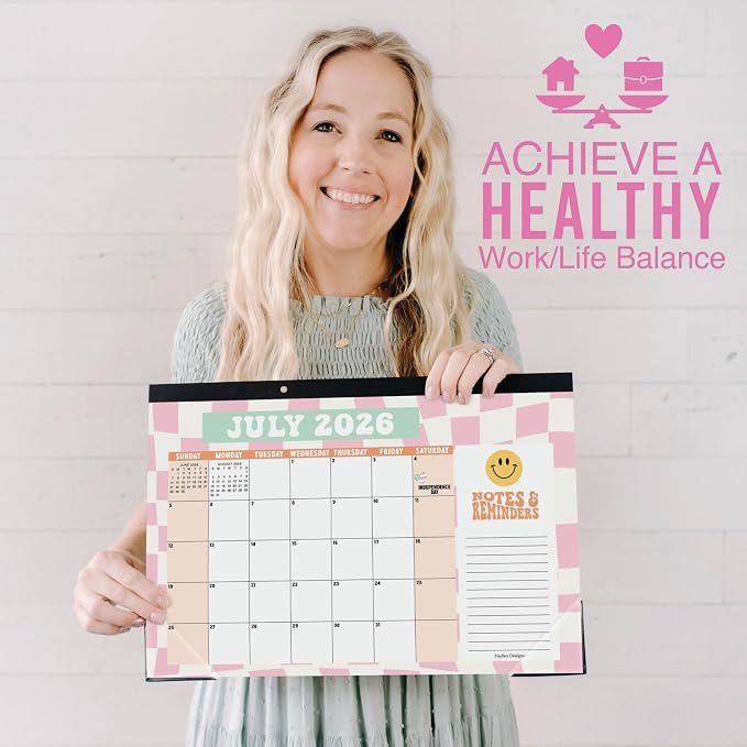 Hadley Designs Large Teacher Desk Calendar 2026-2027 - Desktop Calendar 2026, 18-Month Academic Desk Calendars for School, Home & Office, Cute Classroom Must Haves, Back to School Teacher Gifts
